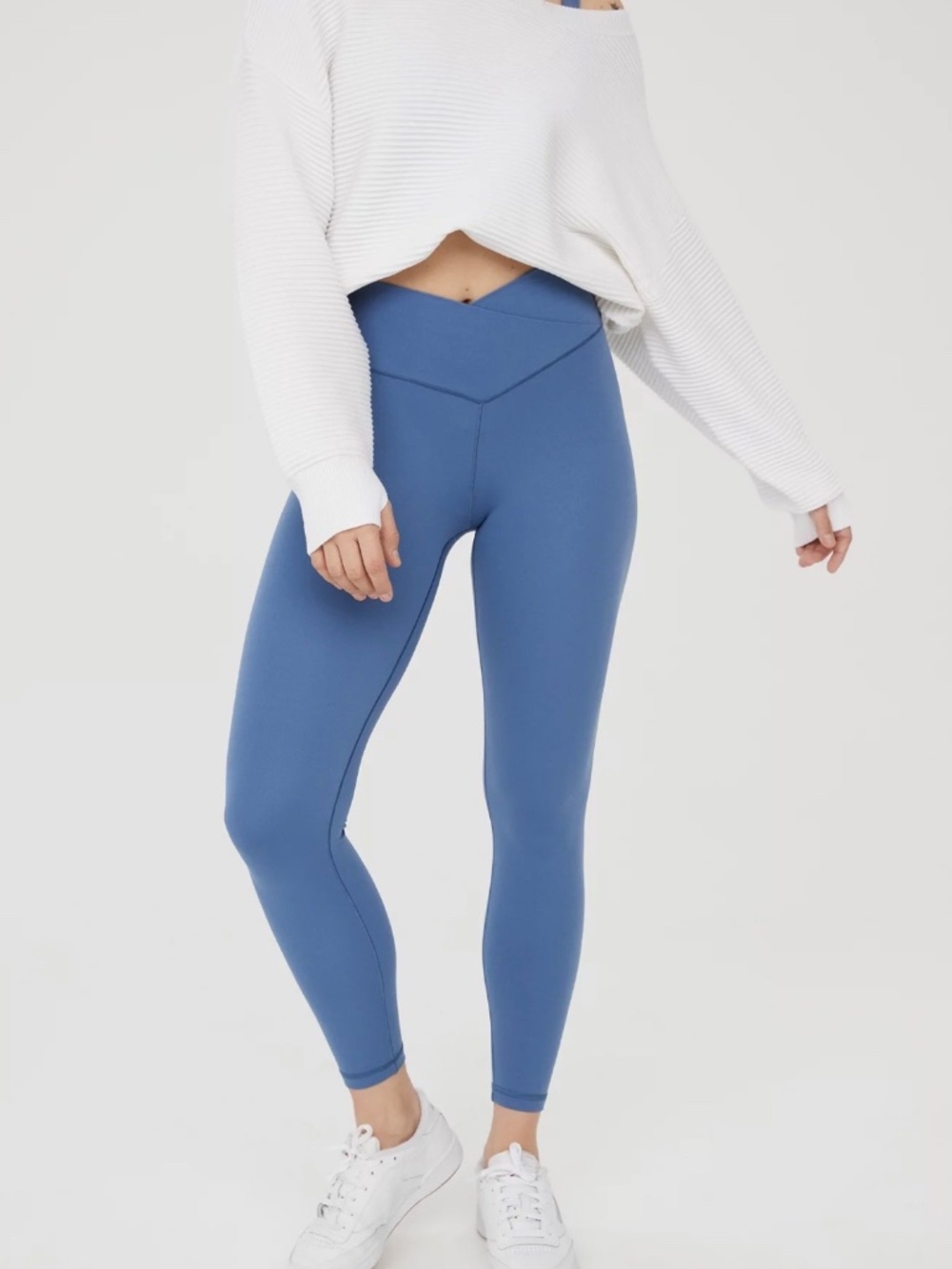 OFFLINE By Aerie Real Me Blue Crossover High Waisted Leggings Small